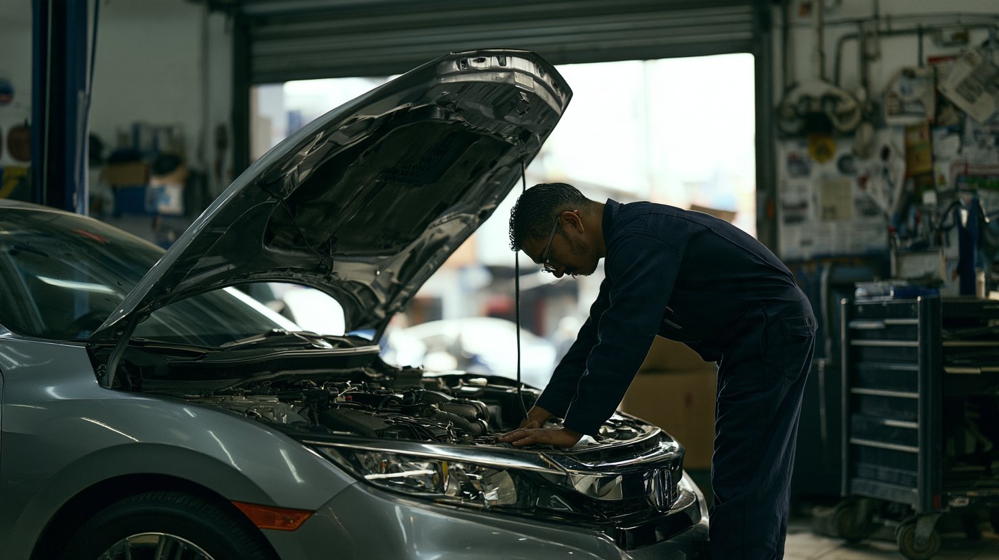 Técnico certificado Bosch revisando el motor durante la afinación.
